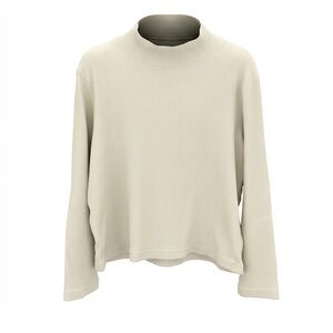 Magic Mountain Cream Ribbed Mock Neck Top Size L Neutral Minimalist Vintage Insp